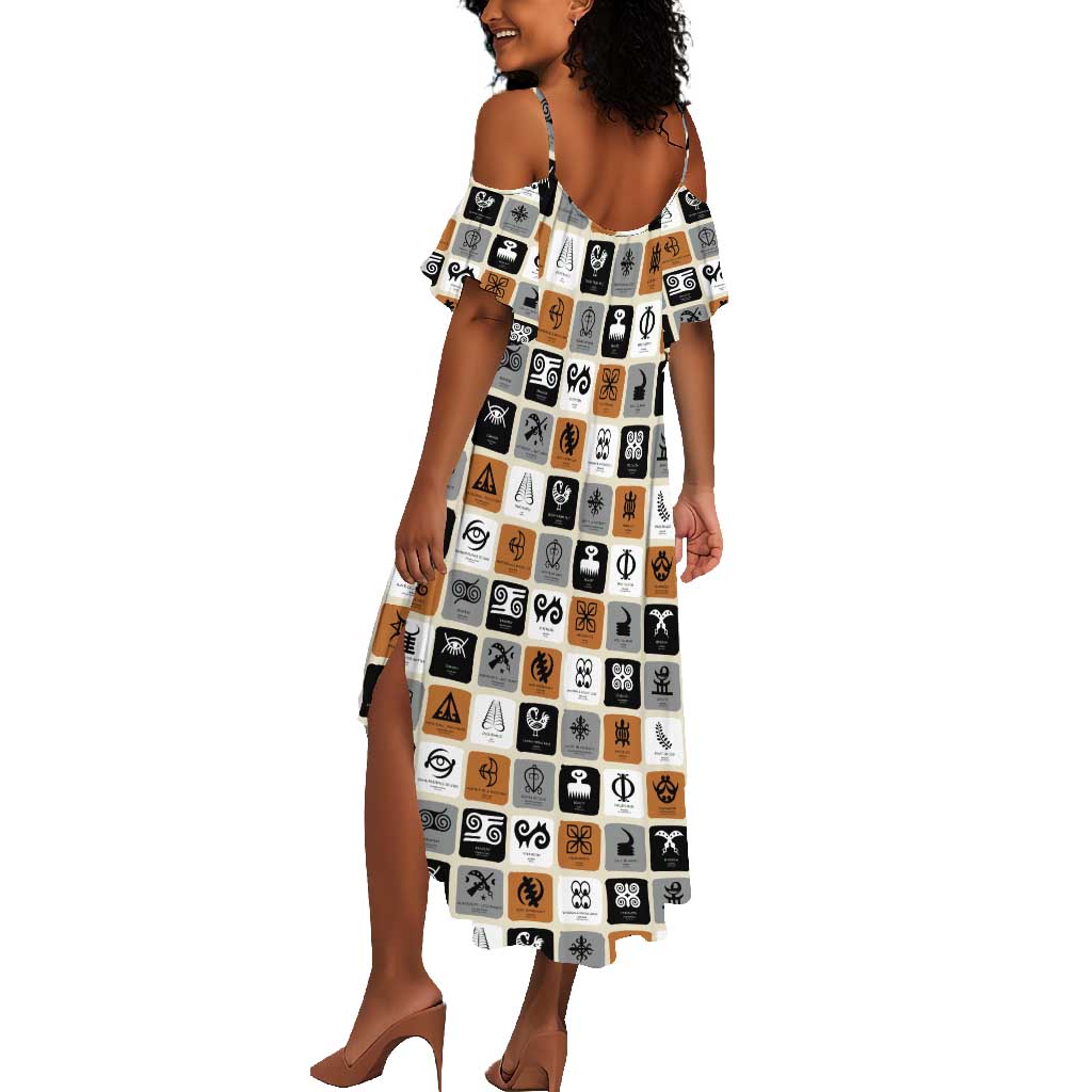 Adinkra Symbols Fashion Summer Maxi Dress