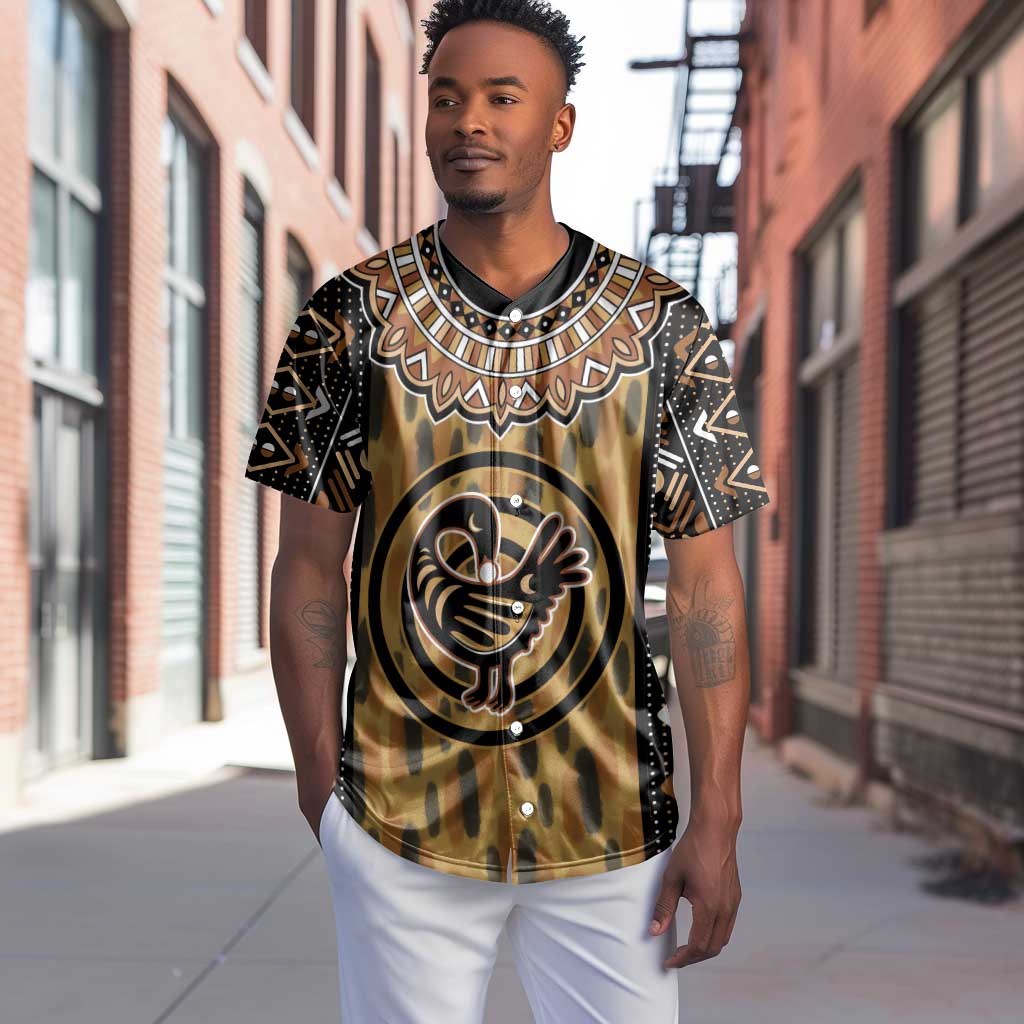 Printed Mud Cloth and Adinkra Symbol Baseball Jersey