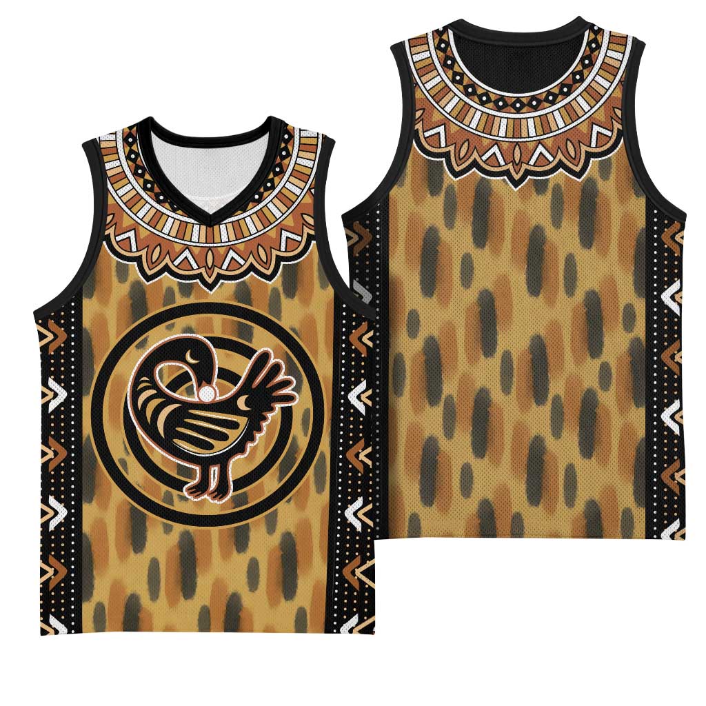Printed Mud Cloth and Adinkra Symbol Basketball Jersey - African Pride