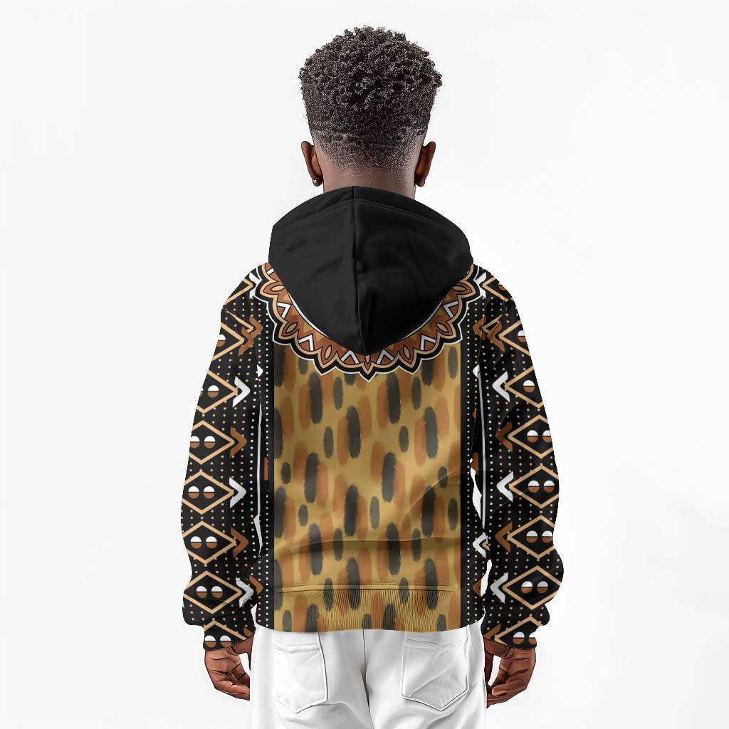 Printed Mud Cloth and Adinkra Symbol Kid Hoodie