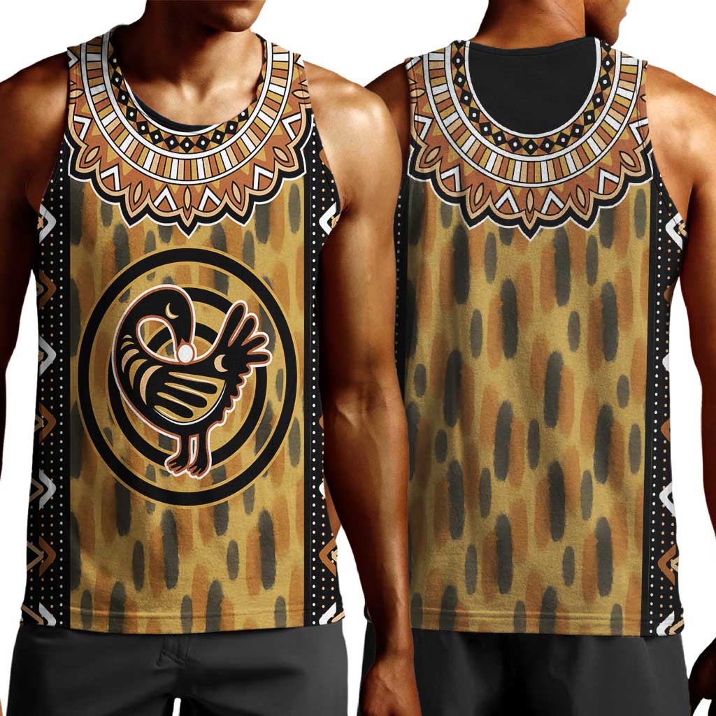 Printed Mud Cloth and Adinkra Symbol Men Tank Top