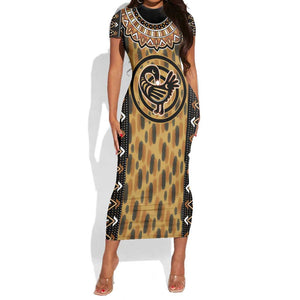 Printed Mud Cloth and Adinkra Symbol Short Sleeve Bodycon Dress DT02