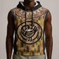 Printed Mud Cloth and Adinkra Symbol Sleeveless Hoodie - African Pride
