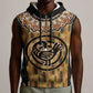 Printed Mud Cloth and Adinkra Symbol Sleeveless Zip Hoodie - African Pride