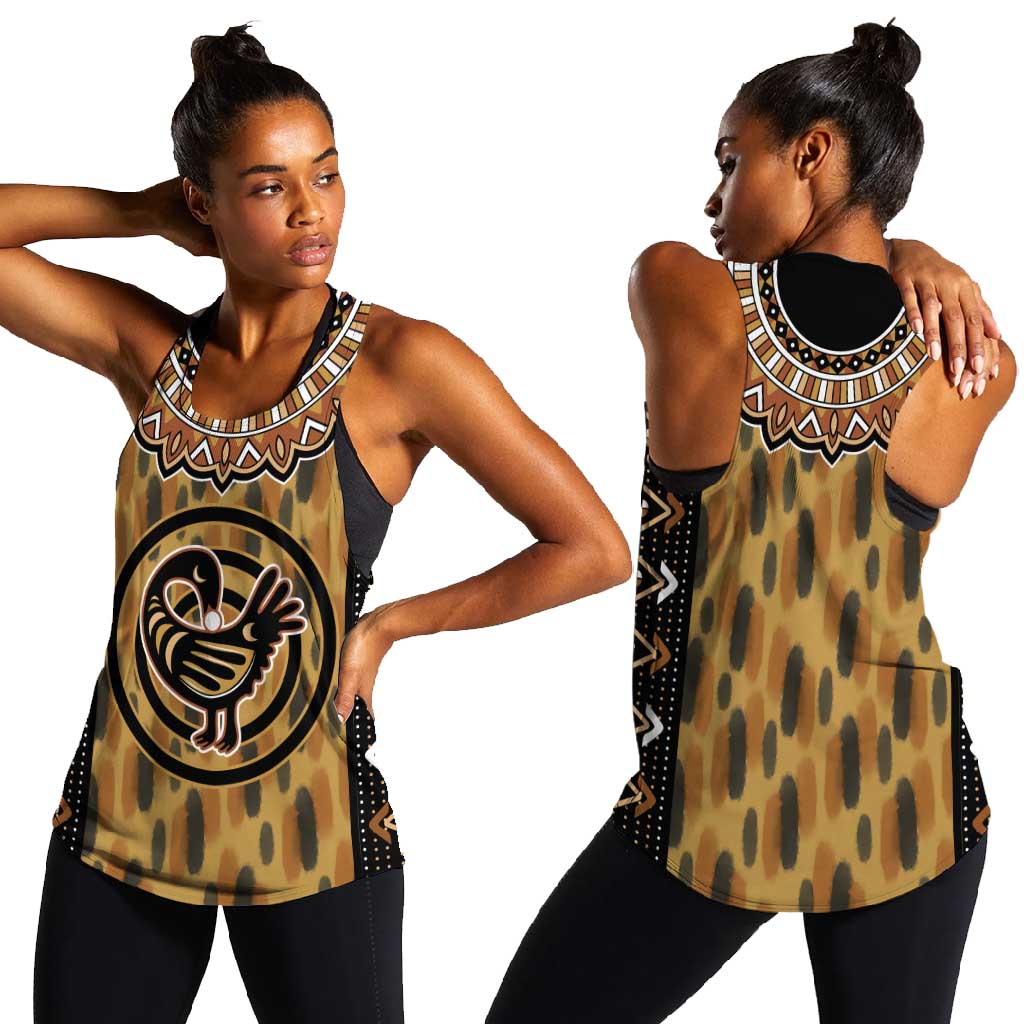 Printed Mud Cloth and Adinkra Symbol Women Racerback Tank