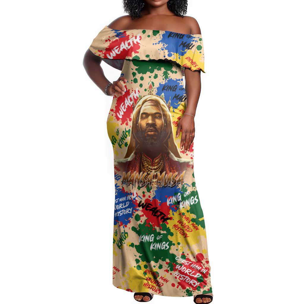 King Of Kings Mansa Musa Off Shoulder Maxi Dress