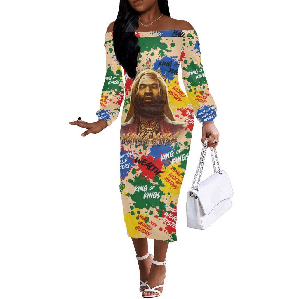 King Of Kings Mansa Musa Off The Shoulder Long Sleeve Dress