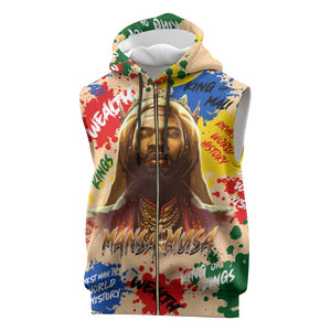 King Of Kings Mansa Musa Sleeveless Zip Hoodie - African Pride