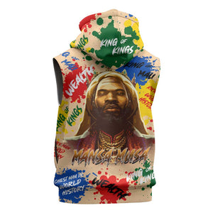 King Of Kings Mansa Musa Sleeveless Zip Hoodie - African Pride