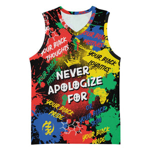 Never Apologize For Being Black Basketball Jersey - African Pride