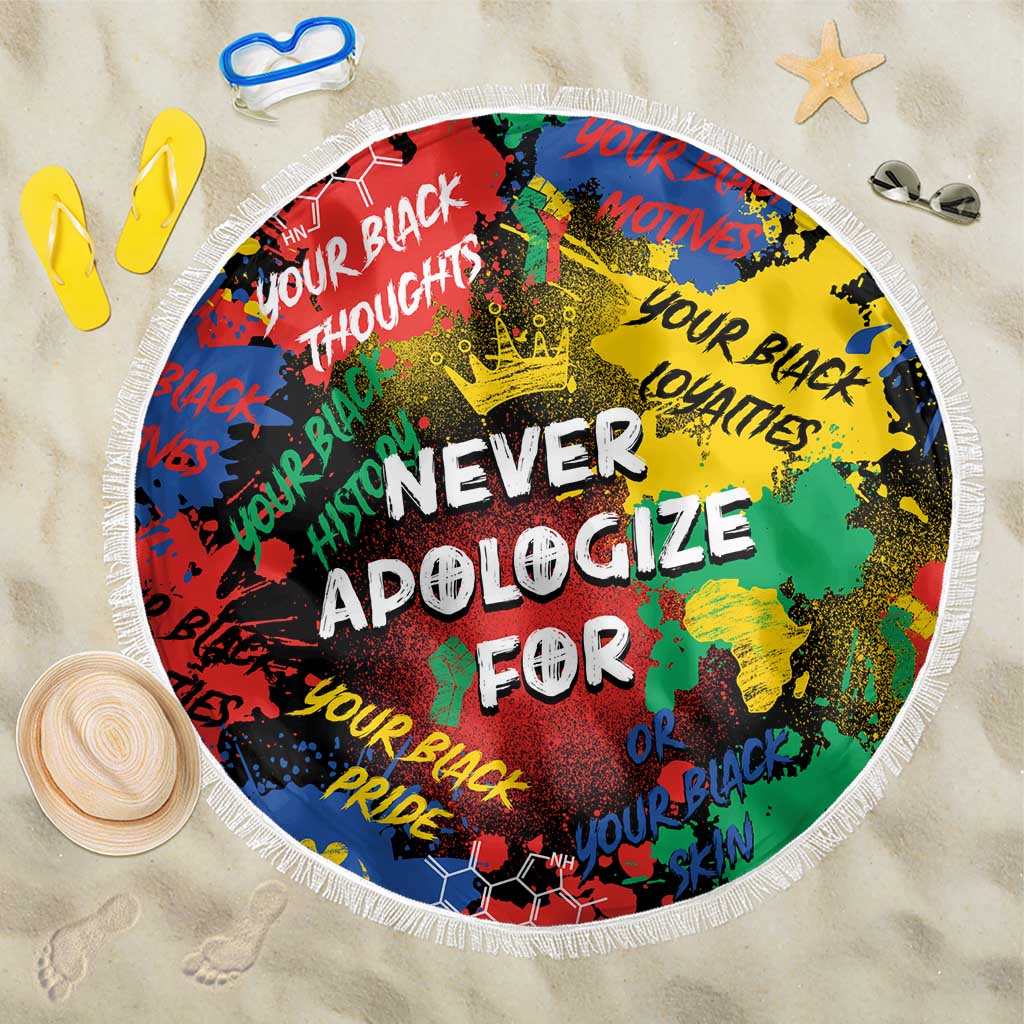 Never Apologize For Being Black Beach Blanket