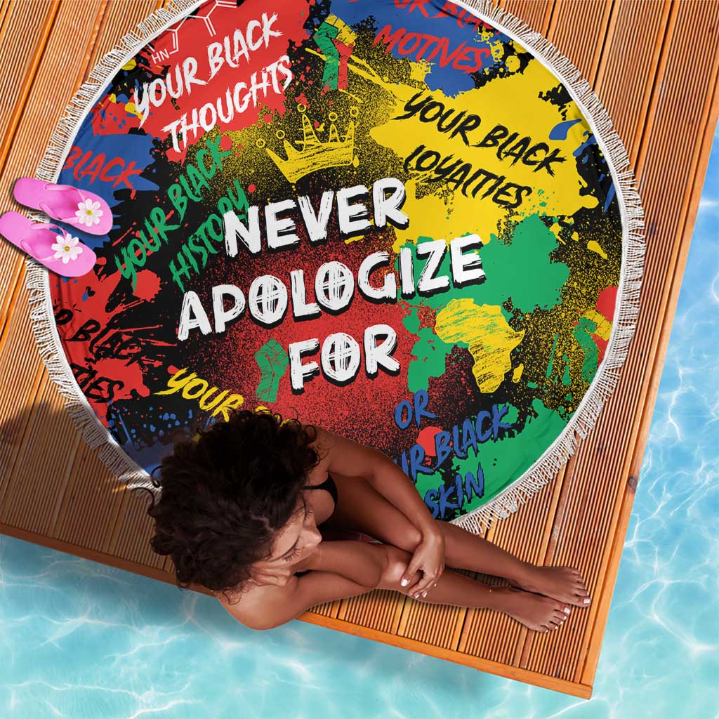 Never Apologize For Being Black Beach Blanket