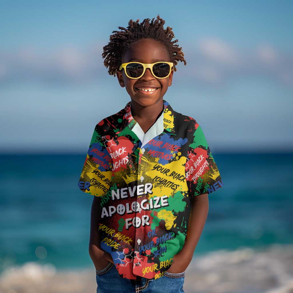 Never Apologize For Being Black Kid Hawaiian Shirt