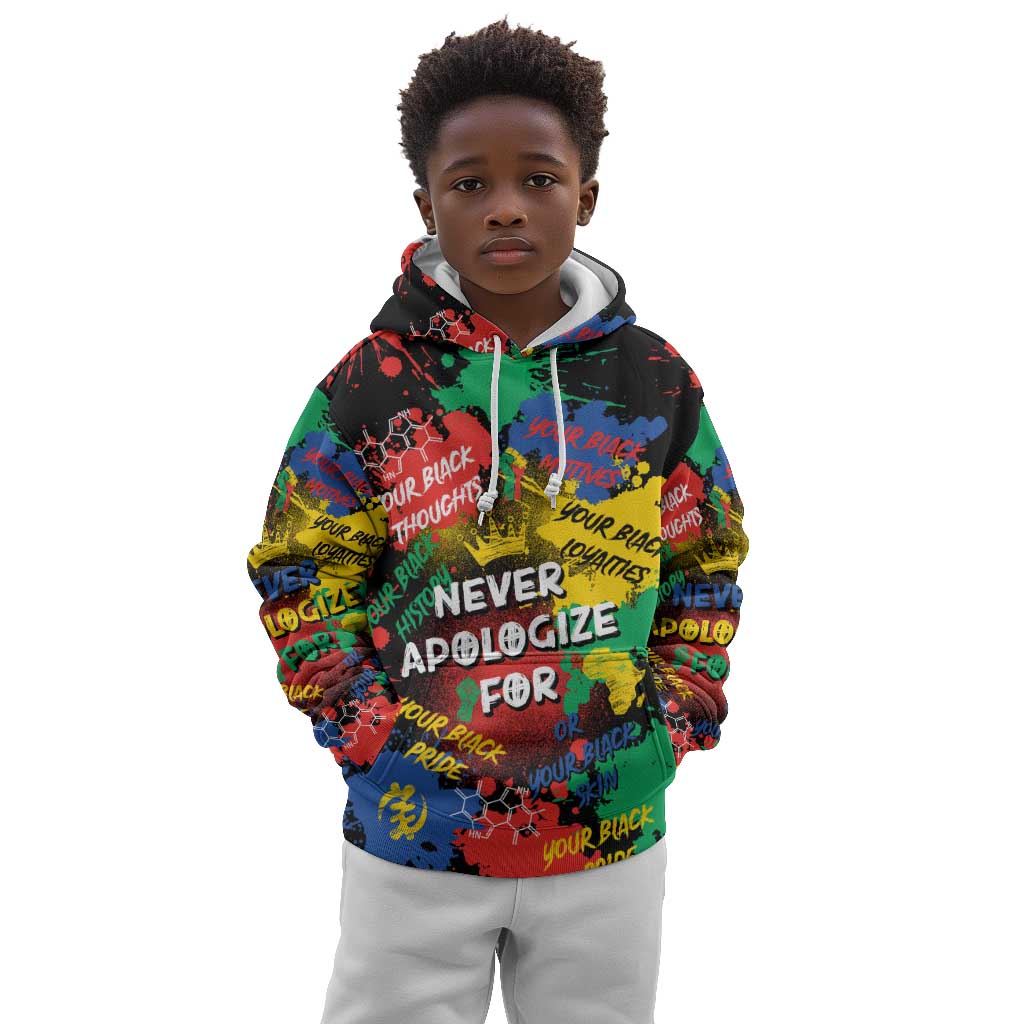 Never Apologize For Being Black Kid Hoodie