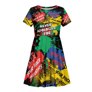 Never Apologize For Being Black Kid Short Sleeve Dress