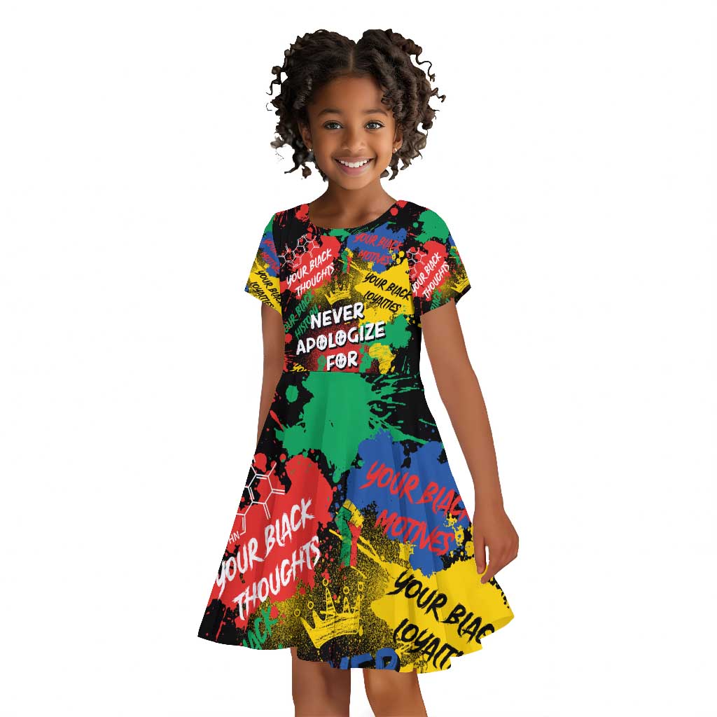 Never Apologize For Being Black Kid Short Sleeve Dress