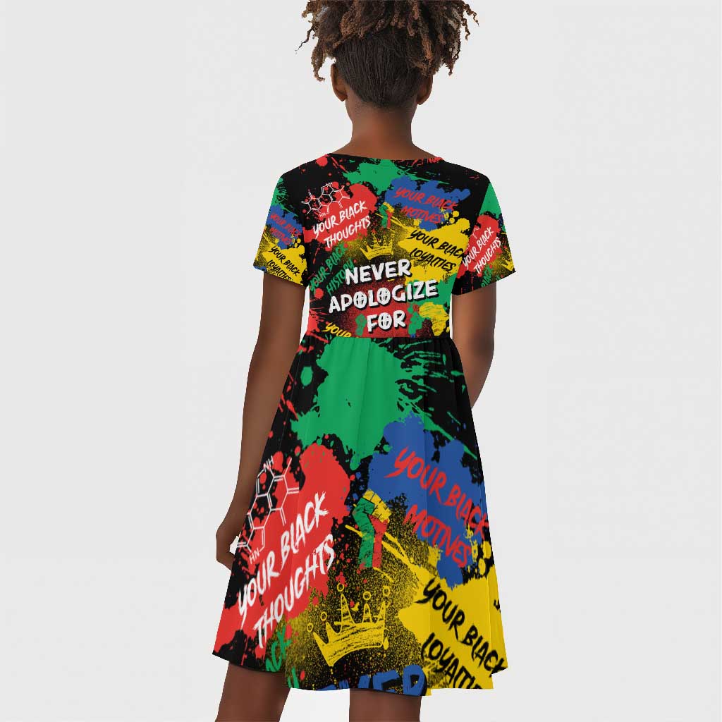 Never Apologize For Being Black Kid Short Sleeve Dress