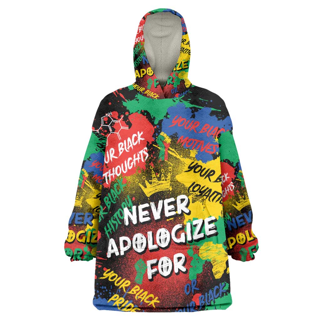Never Apologize For Being Black KId Wearable Blanket Hoodie