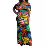 Never Apologize For Being Black Off Shoulder Maxi Dress