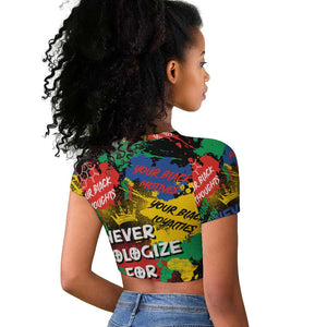 Never Apologize For Being Black Raglan Cropped T shirt