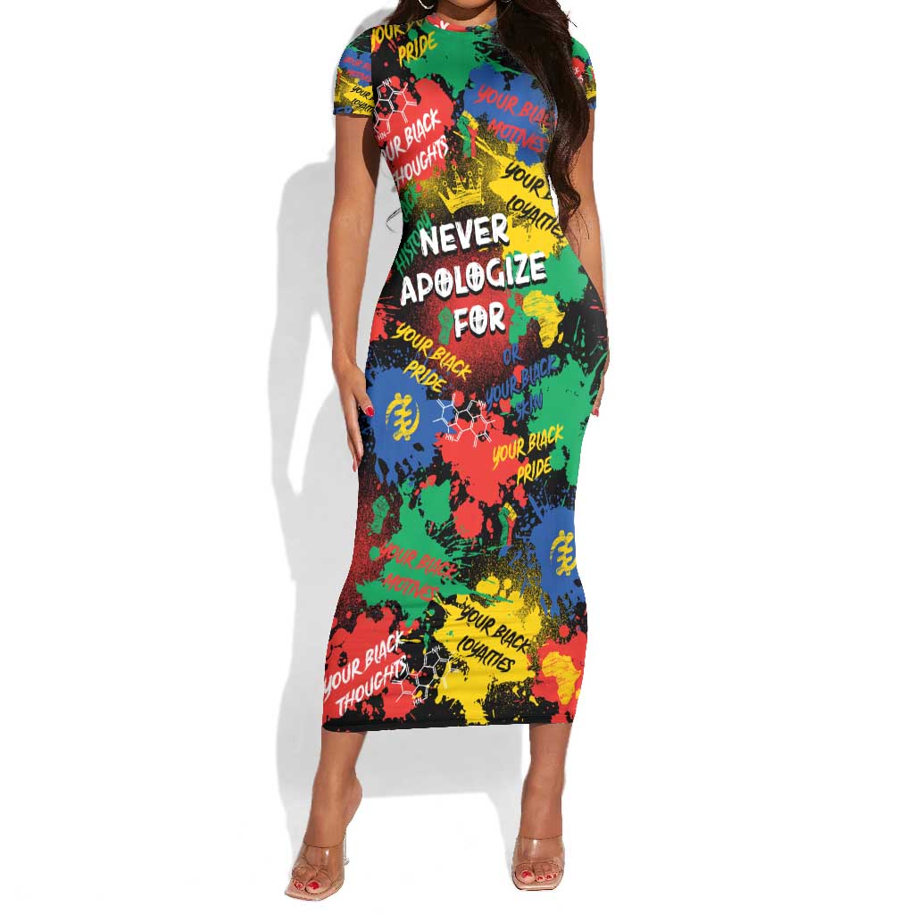 Never Apologize For Being Black Short Sleeve Bodycon Dress DT02