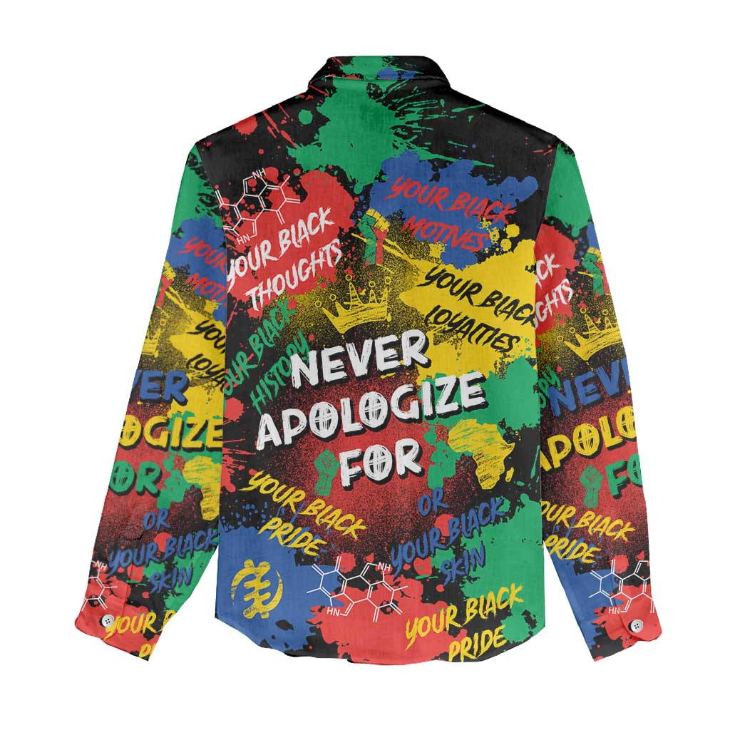 Never Apologize For Being Black Women Casual Shirt DT02