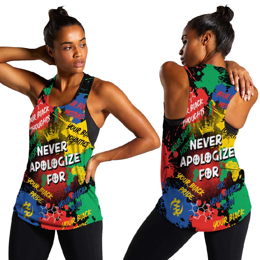 Never Apologize For Being Black Women Racerback Tank