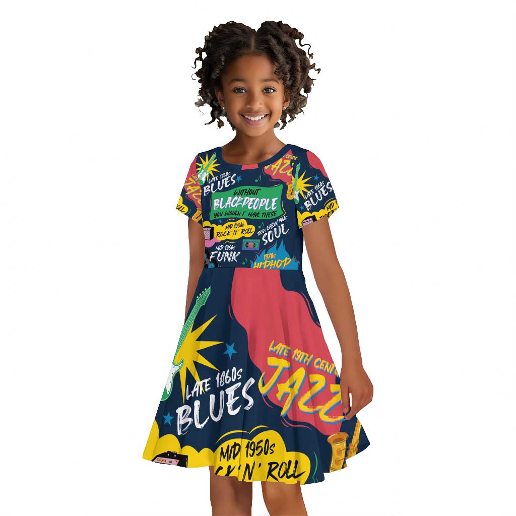 Music That Makes Us Proud African Kid Short Sleeve Dress Black People