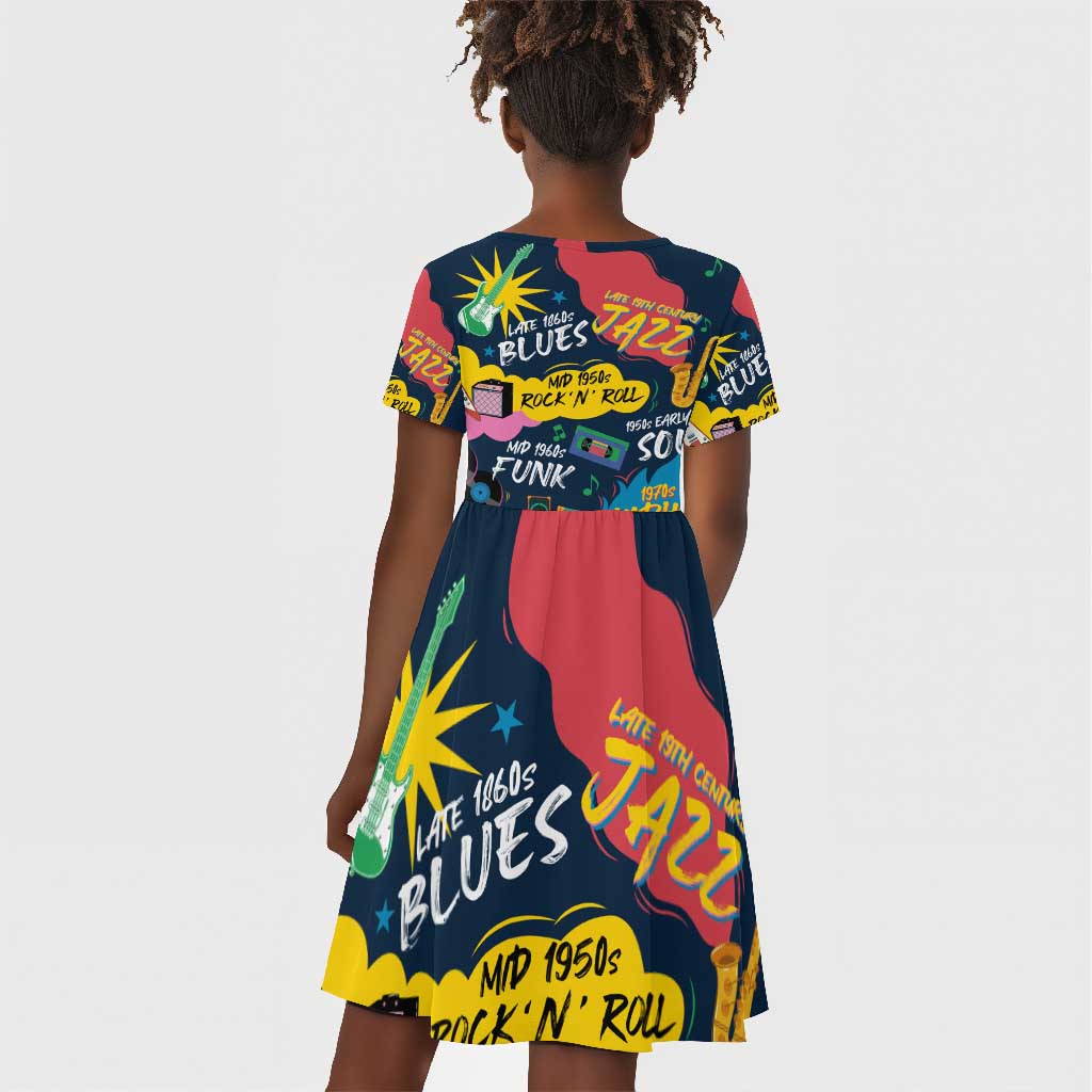 Music That Makes Us Proud African Kid Short Sleeve Dress Black People