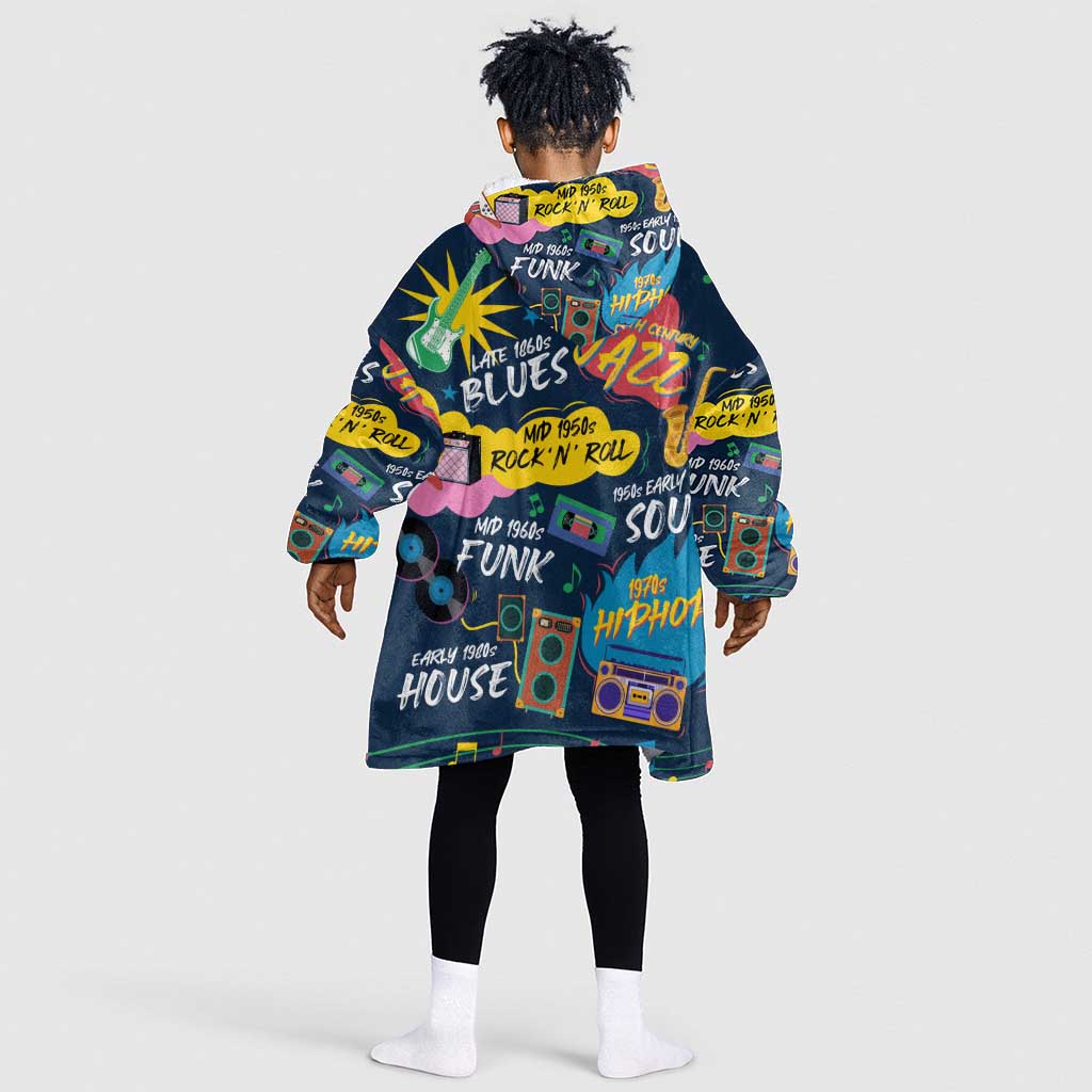 Music That Makes Us Proud African KId Wearable Blanket Hoodie Black People