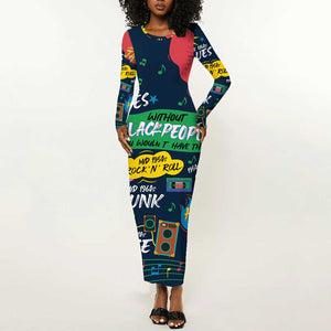 Music That Makes Us Proud African Long Sleeve Bodycon Dress Black People DT02