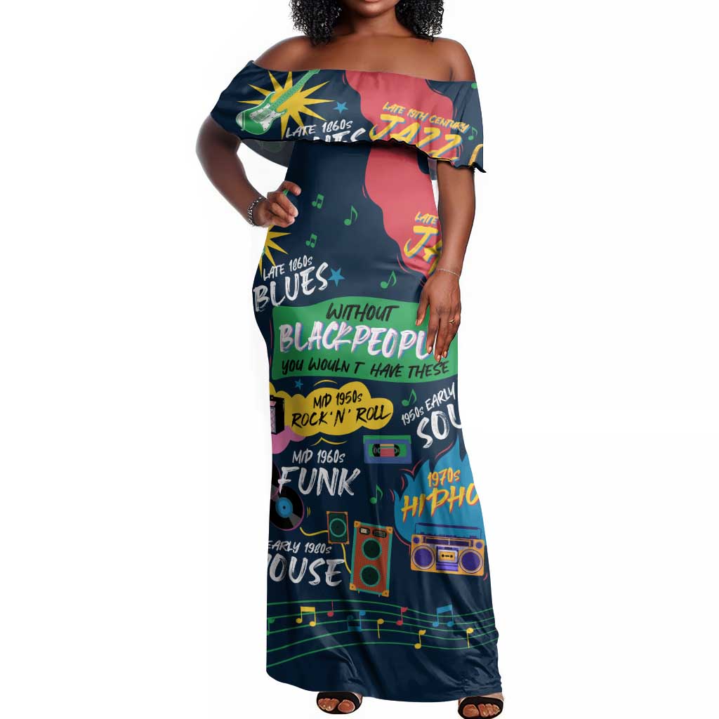 Music That Makes Us Proud African Off Shoulder Maxi Dress Black People