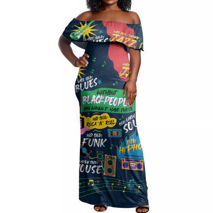 Music That Makes Us Proud African Off Shoulder Maxi Dress Black People