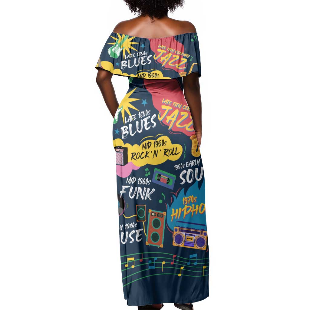Music That Makes Us Proud African Off Shoulder Maxi Dress Black People