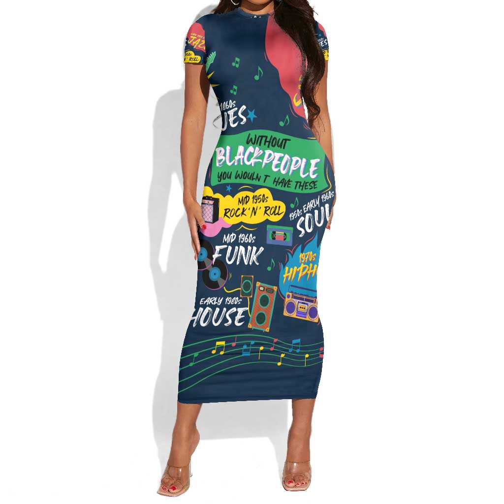Music That Makes Us Proud African Short Sleeve Bodycon Dress Black People DT02