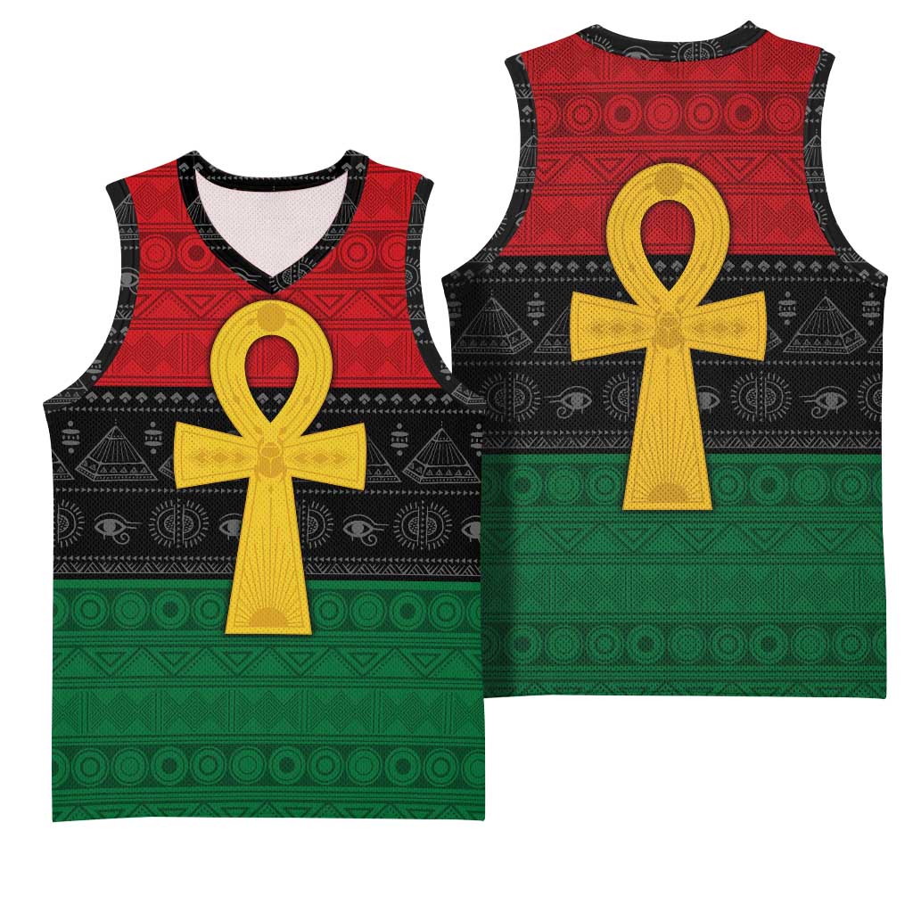 Pan African Ankh Basketball Jersey Egyptian Cross - African Pride
