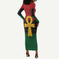 Pan African Ankh Long Sleeve Bodycon Dress Egyptian Cross DT02
