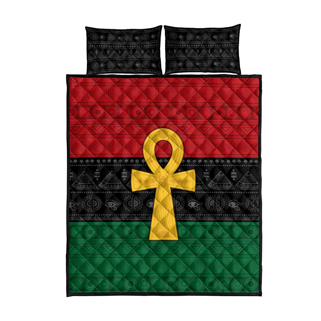 Pan African Ankh Quilt Bed Set Egyptian Cross
