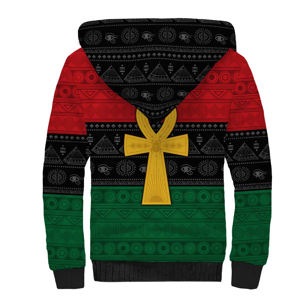 Pan African Ankh Sherpa Hoodie Egyptian Cross