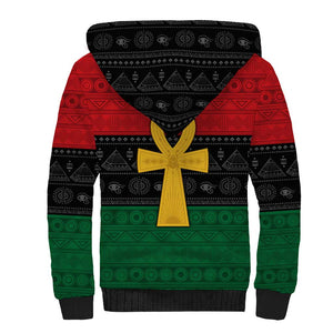 Pan African Ankh Sherpa Hoodie Egyptian Cross