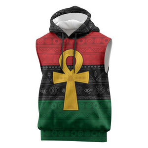 Pan African Ankh Sleeveless Hoodie Egyptian Cross - African Pride