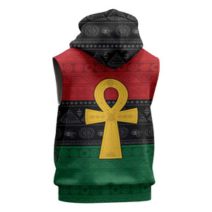 Pan African Ankh Sleeveless Hoodie Egyptian Cross - African Pride