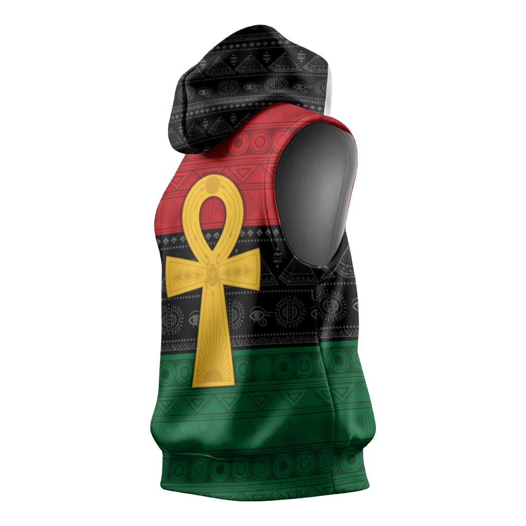 Pan African Ankh Sleeveless Hoodie Egyptian Cross - African Pride