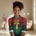 Pan African Ankh Women Casual Shirt Egyptian Cross DT02