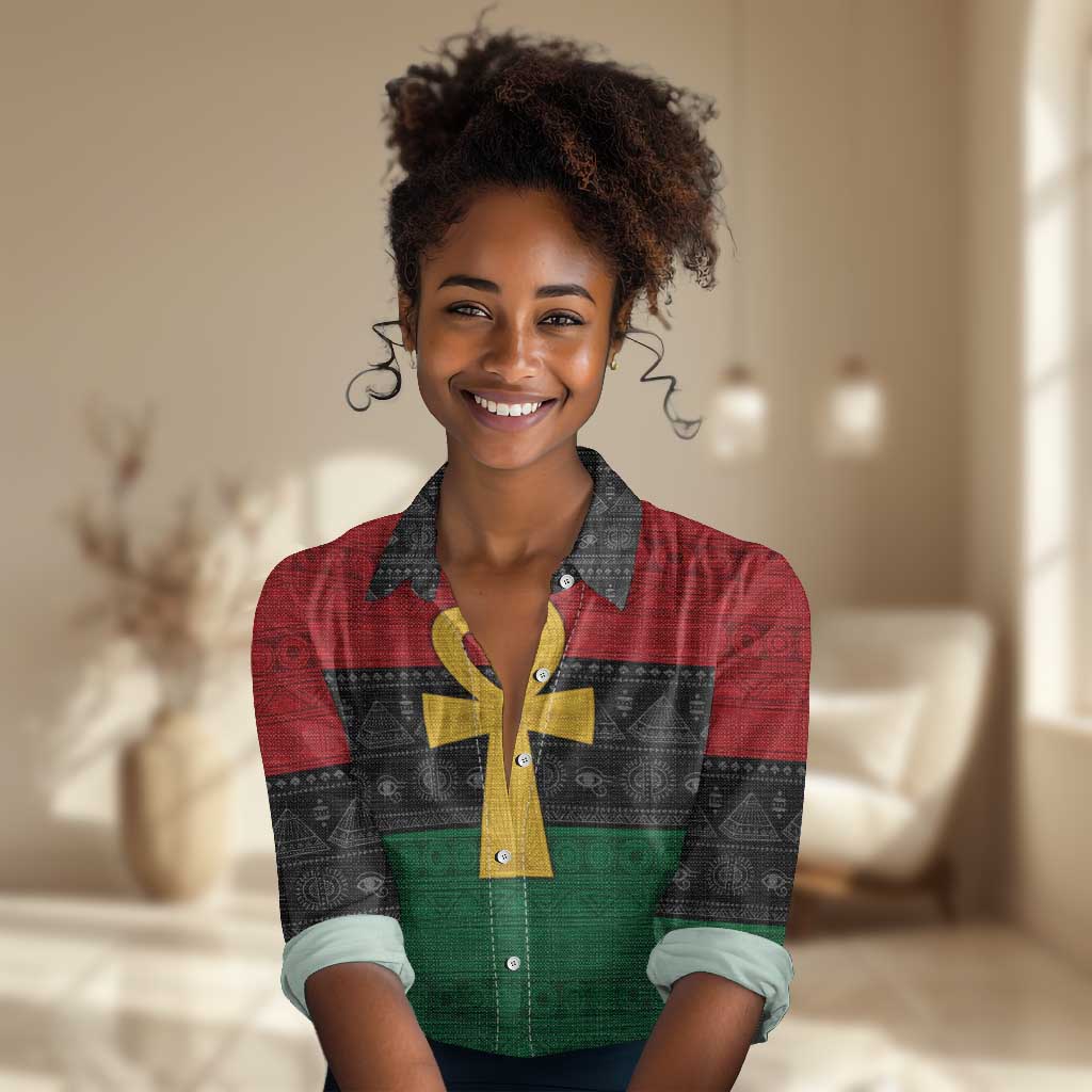 Pan African Ankh Women Casual Shirt Egyptian Cross DT02