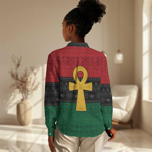 Pan African Ankh Women Casual Shirt Egyptian Cross DT02