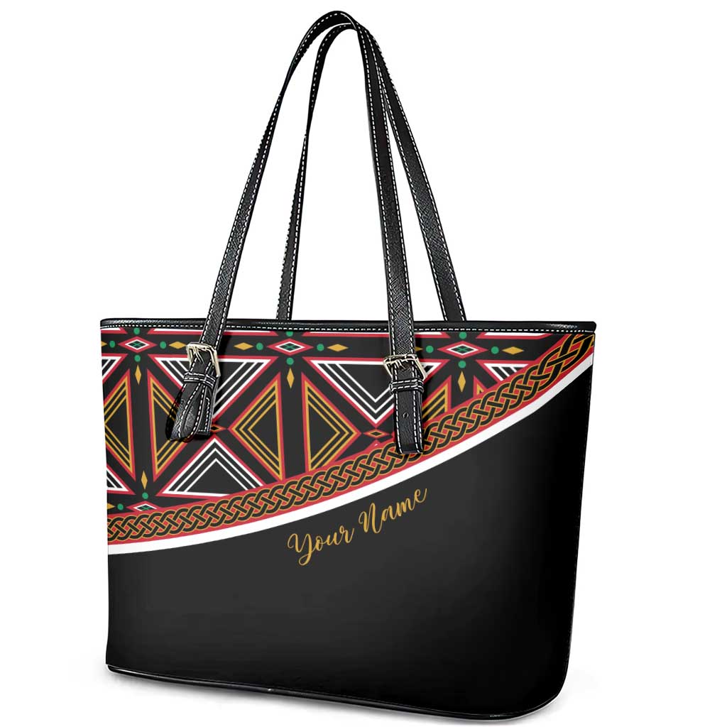 Personalized Bamenda African Leather Tote Bag Atoghu Cameroon Print