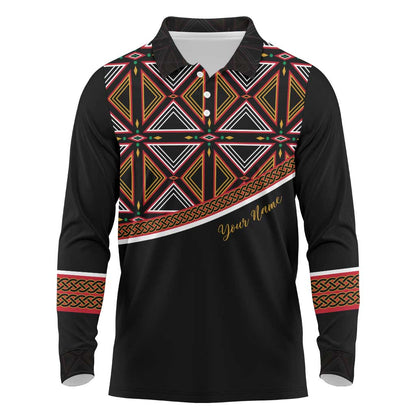 Personalized Bamenda African Long Sleeve Polo Shirt Atoghu Cameroon Print