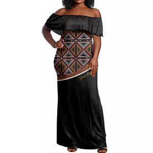 Personalized Bamenda African Off Shoulder Maxi Dress Atoghu Cameroon Print