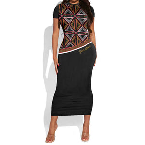 Personalized Bamenda African Short Sleeve Bodycon Dress Atoghu Cameroon Print DT02